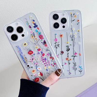 Floral Clear Phone Case For Iphone 15 14 13 12 11 Pro Max Plus Silicone Soft TPU Shockproof Back Cover