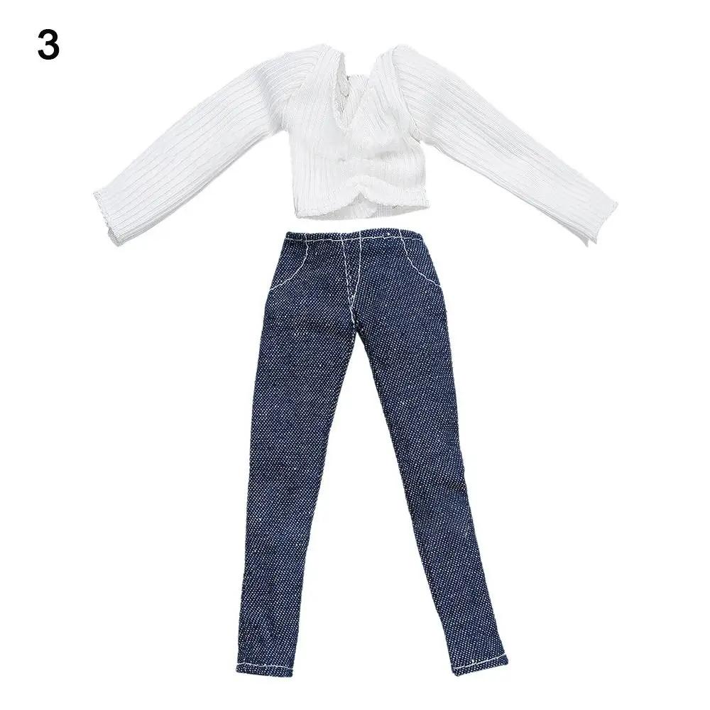 30CM Doll Clothes Suit Fashion Tops Sweater High Waisted Jean Pants Vest Skirt Set For 1/6Bjd Dolls Accessories Kids Toys