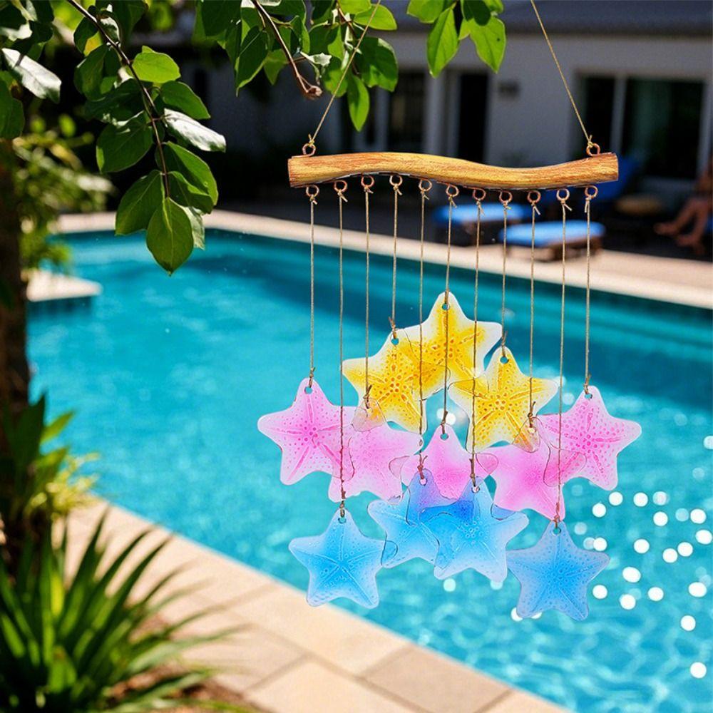 Creative Colored Glass Wind Chime Shell Sun Catcher Home Decor Fish Shaped Wind Chime  Gift