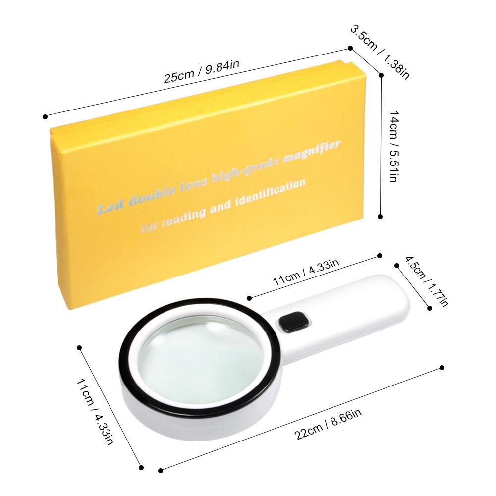 

30X Handheld Magnifier Reading Jewelry Magnifying Glass with LED Light