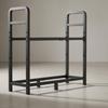 Black Steel Log Storage Rack Indoor Outdoor Two-Tier Firewood Carrying Bag