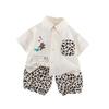 Boys' 2026 Summer Leopard Print Shirt & Pants Set – Stylish Short-Sleeve Two-Piece Outfit