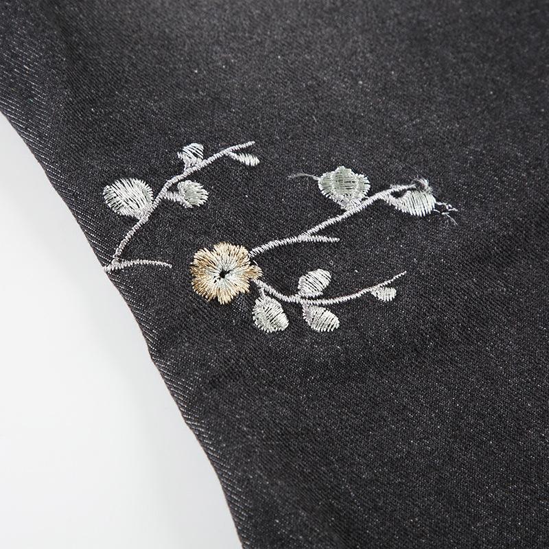 Women's Pant  Botanical Floral Embroidery Slim Thin Spice Girls Fashion Retro Hundred Old Do Old Casual Flare Jeans