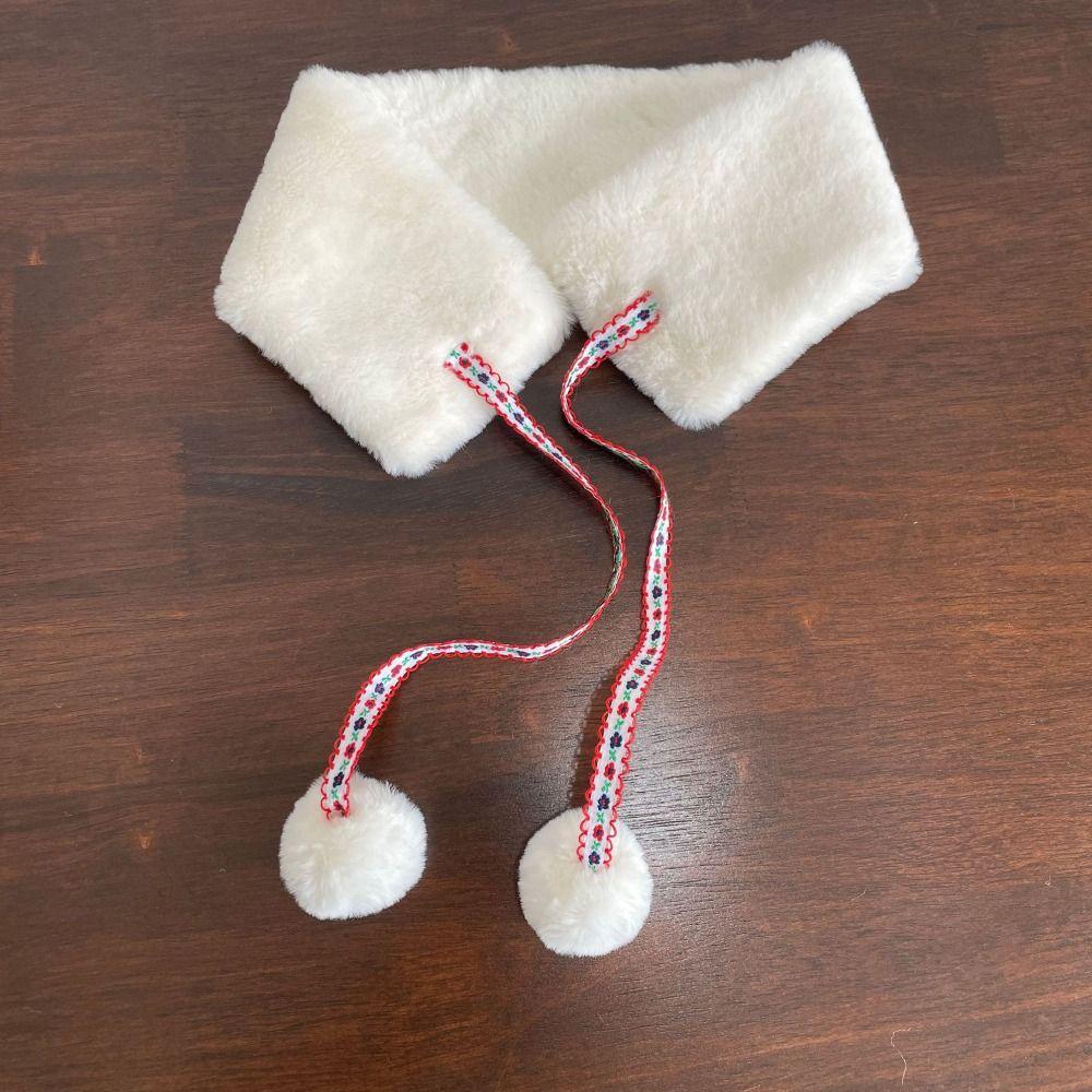 Winter Warm Neck Warmer with Plush Balls Neckerchief Wrap Cute Neck Scarf  Girls