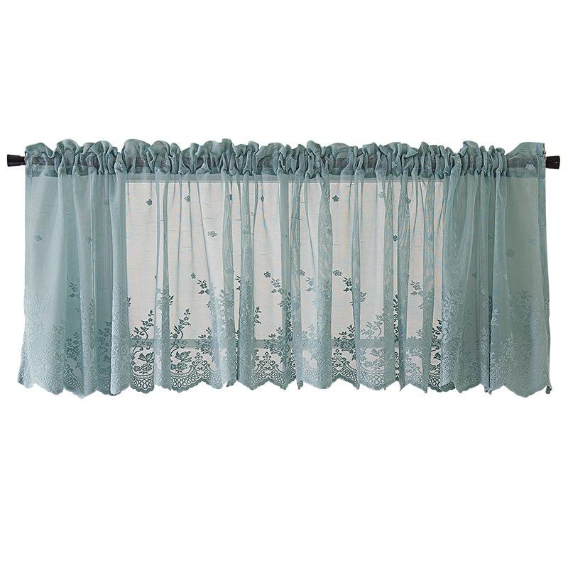 Short Curtain Floral Printed Window Curtains Lace Half Tulle Shade Decorative Curtain for Living Room Bedroom Door Window Decor