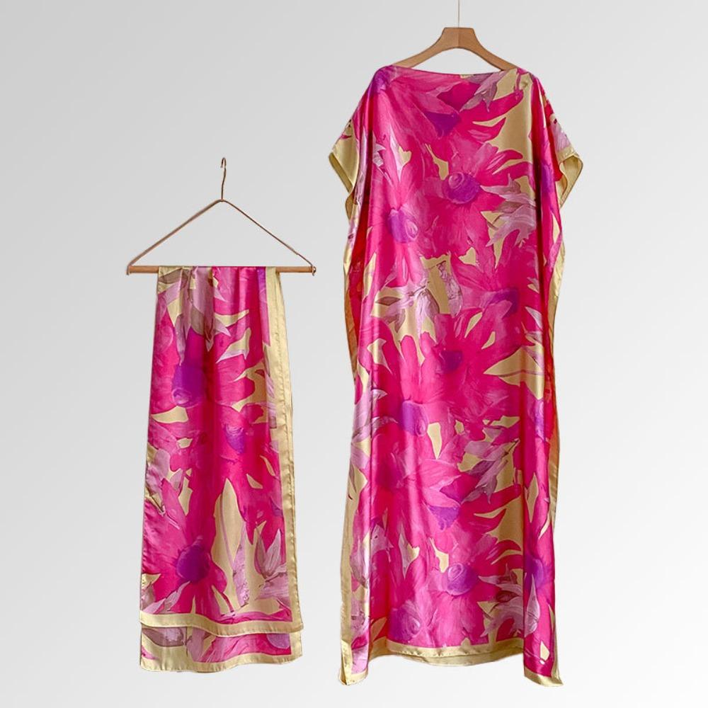 Elegant Print Cape Shawl Floral Butterfly Peacock Cape Shawl Scarf for Beach Vacation