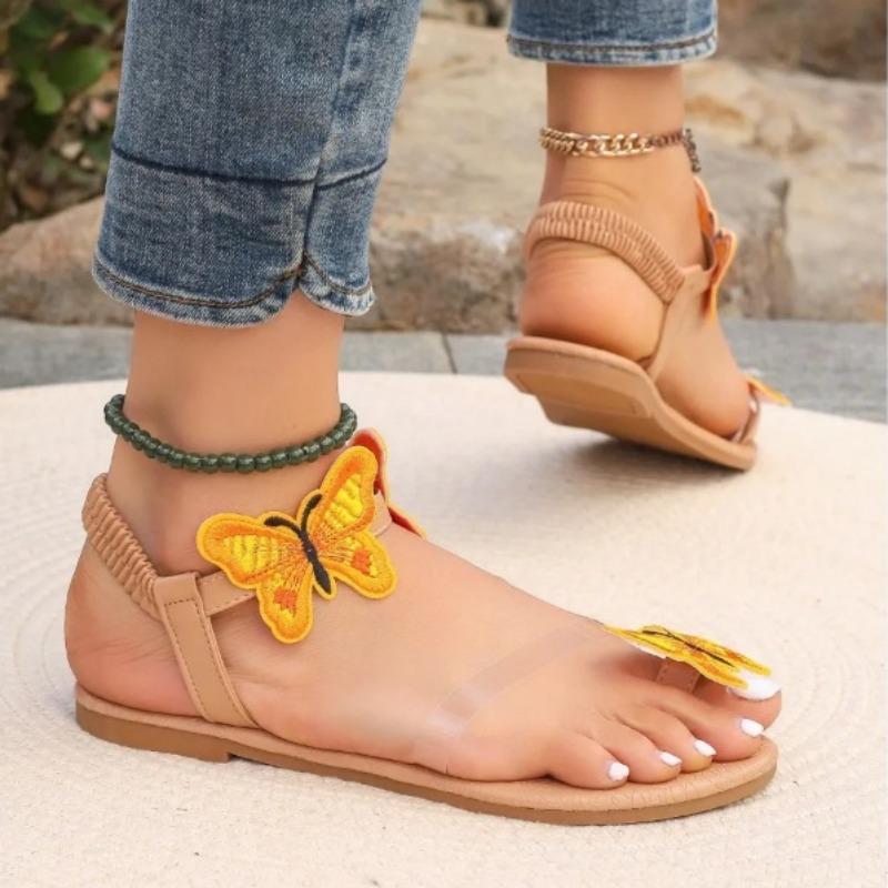 

trend Luxury Designer Woman Cheap Shoes Butterfly Decoration Flat Ladies Shoe Flip Flops Summer New Women Pinch Toe Sandals