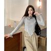 Foreign Style Long-sleeved Knitted Sweater Women's Autumn New Slim-fitting Fringed Rough Edge Irregular Short