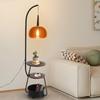 Vintage Industrial Floor Lamp, Modern Standing Light with 2 Trays & 1 Storage Bin, 110V for Living Room, Reading Corner Lamp