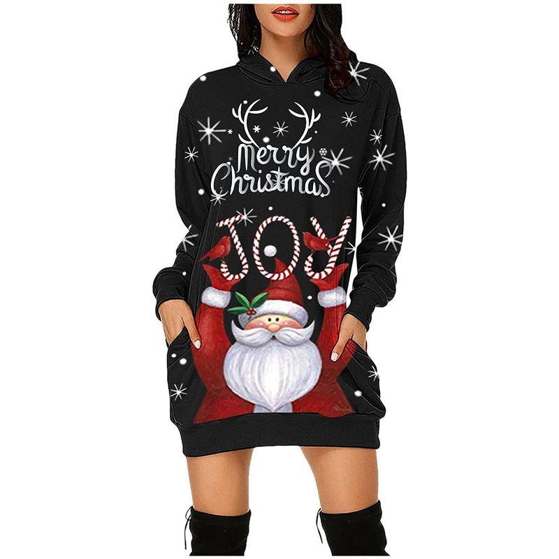 

European Dress Santa Sweater Dress Pullover Black M