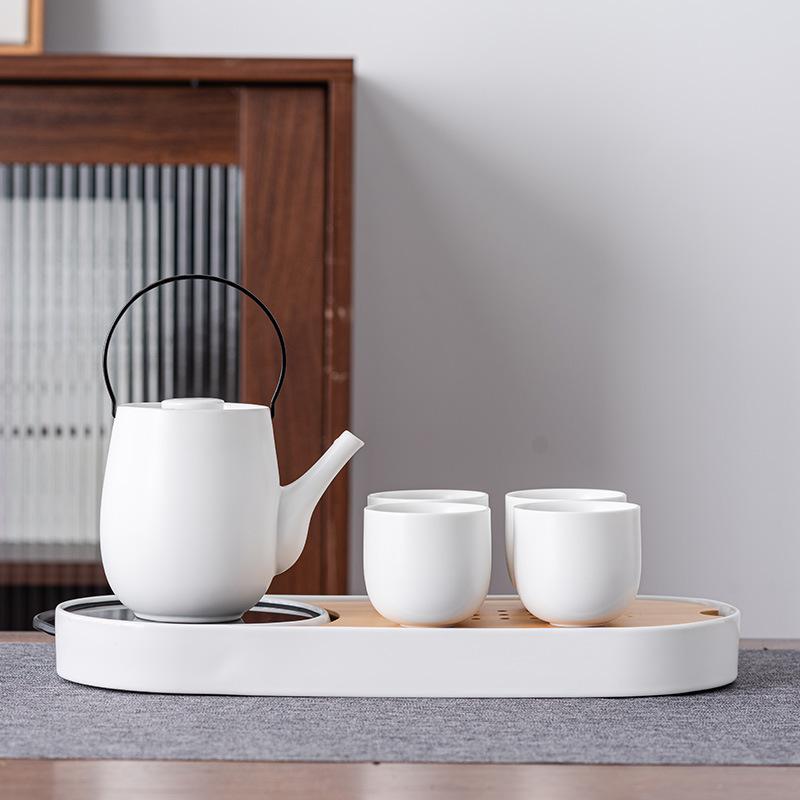 Light luxury warm tea tray Kung Fu tea set, high-end gift box set, beam teapot, one pot and four cups, commemorative business gifts
