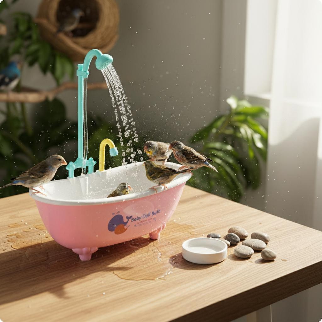 Electric Bird Shower Tub Easy To Clean Circulating Bird Bath Parrot Bath Tub Quiet Pump Pet Accessory Large Capacity for Budgies