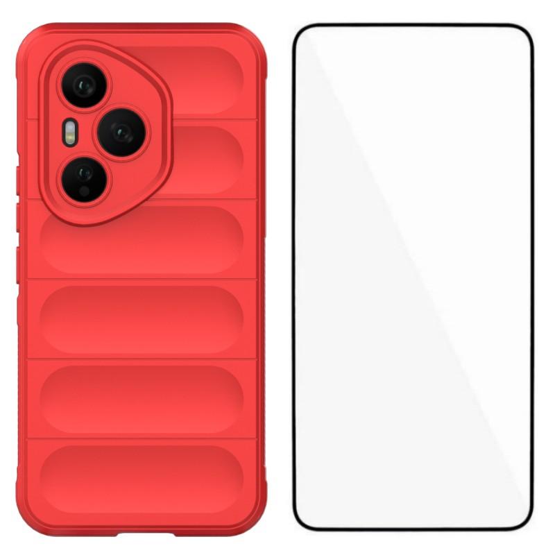 Für Honor 400 Pro 5G (Global) TPU Hülle WANLONFENG HD Serie Rutschfeste Handyhülle mit gehärtetem Glas