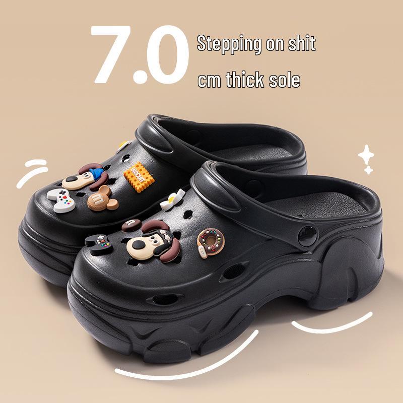 Women's Thick-Soled Non-Slip Height-Increasing Closed-Toe Sandals & Slippers - New Summer 2024 Beach Style