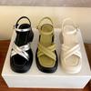 Silver Green Heightening Woven Sandals Women's Niche Women's Shoes New Open-toed Platform Versatile Roman Sandals