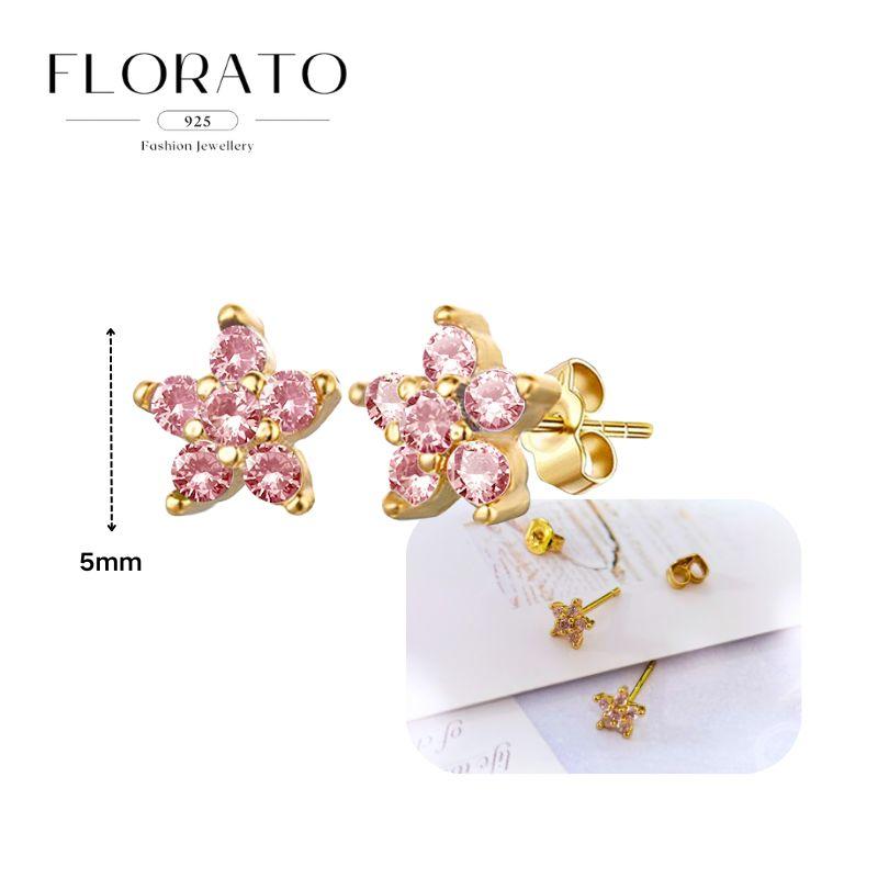 Luxurious Geometry 925 Silver Ear Needle Pink Series Zircon Pendant Hoop Earrings Sweet Fashion Wedding Jewelry Gifts