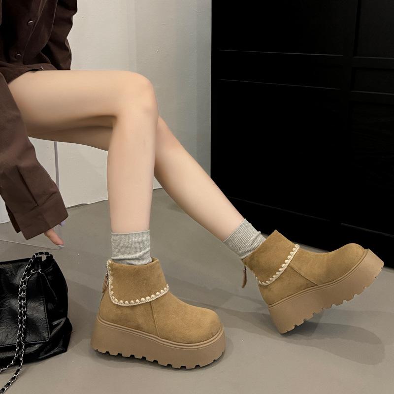 Premium Sense Retro and Thin Thick-soled Short Boots Women's 2025 New Autumn Versatile Small Height-increasing Suede Martin Boots