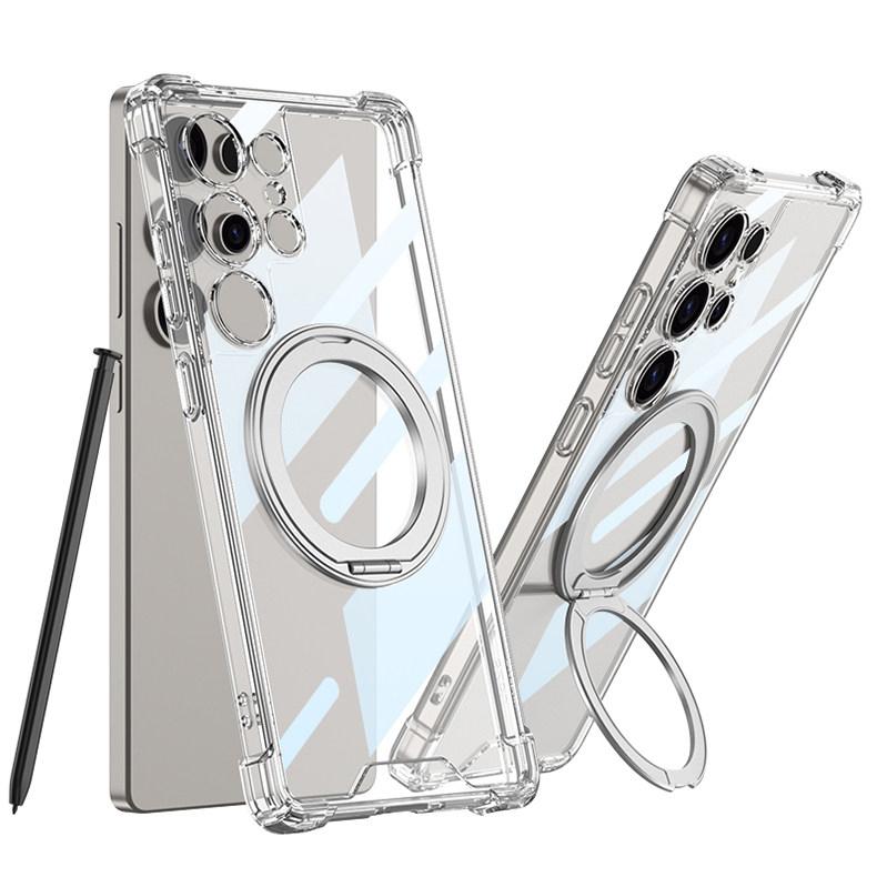 

Clear 360° Kickstand Holder Case For Samsung Galaxy S26 S25 S24 S23 S22 Ultra Plus FE A16 A36 A56 A17 A37 A57 Hard Acrylic Cover Galaxy S24 Ultra