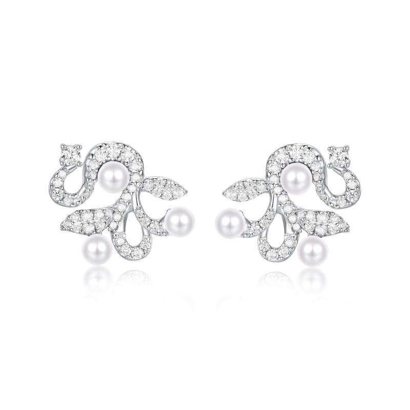 APM Monaco Vine Pearls Fashion Simple High-end Versatile Earrings Women s Silver AE15613XPL