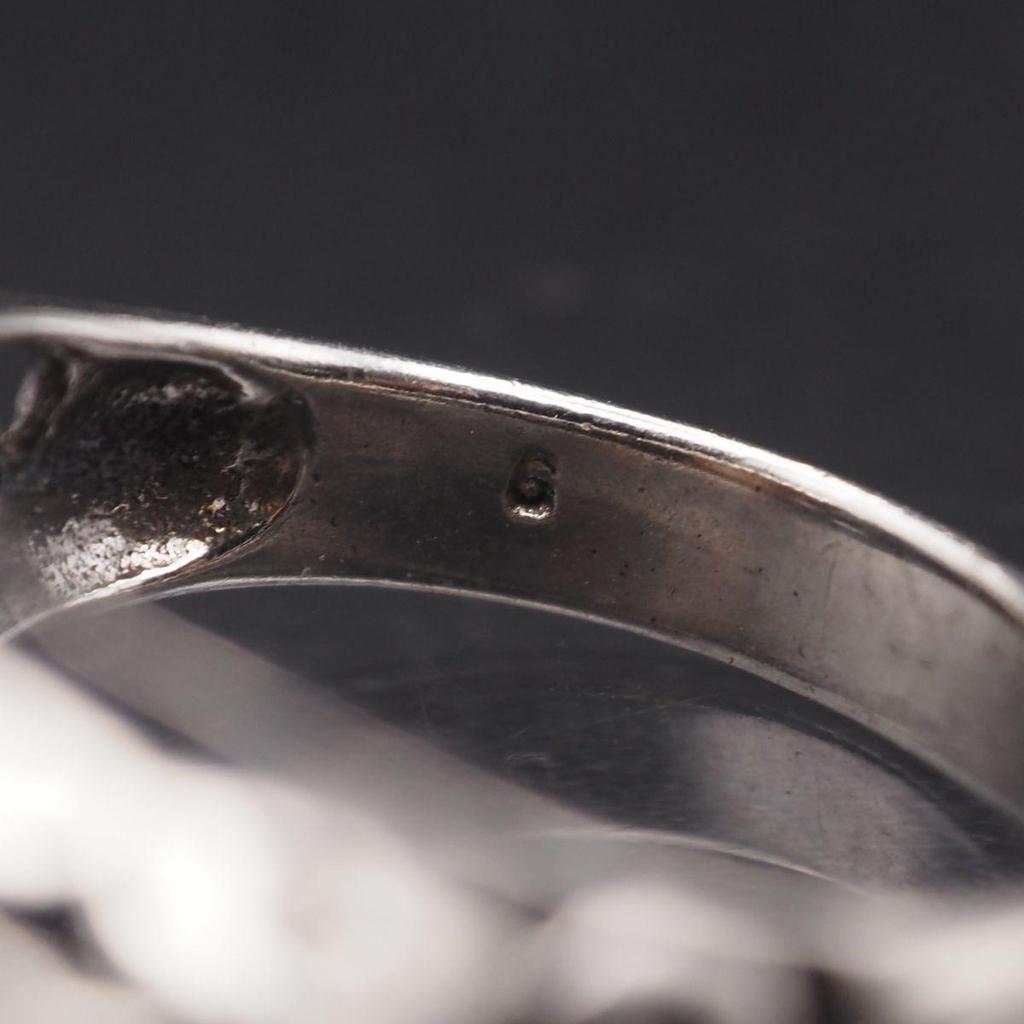 Used X983 Shell THAILAND 925 Engraved Ring Openwork Arabesque Design Silver Ring Vintage No. 11