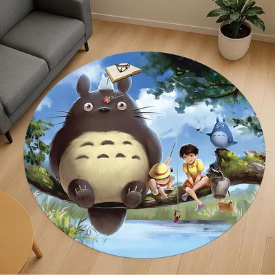 1pc Totoro Fishing Round Chair Mat Area Rug - Non-Slip, Floor Mat for Office, Bedroom, and Indoor Decor C1125050