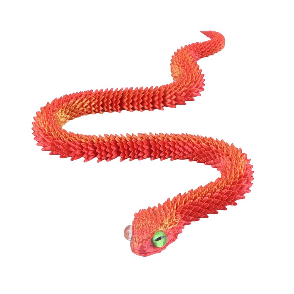 3D Printed Flexible Snake Fidget Toys Realistic Movable Joint Snake Toy 60cm Viper Model Creative for Home Office Decor
