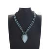 Collana Etnica Boho da Donna con Ciondolo Geometrico a Goccia e Pendente in Resina