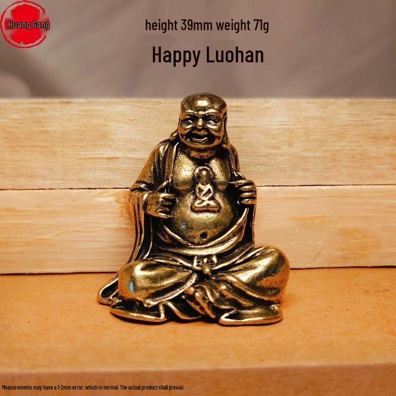 Solid Brass Eighteen Arhats Dragon and Tiger Taming Desktop Ornaments