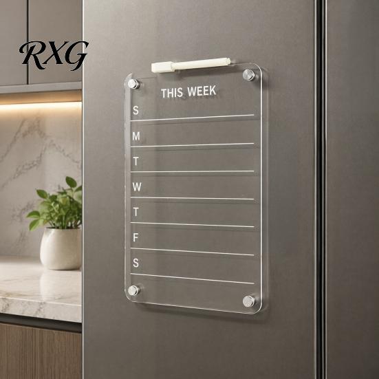 Magnetic Fridge Shopping List 12''x8'' Acrylic Planning Board, Clear Weekly Meal Planner, Refrigerator Calendar Dry Erase Noteboard with Marker