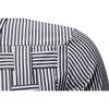 Men's Casual Solid-color Long-sleeved Shirt, Men's Button-style Striped Woven Stand-up Collar Shirt