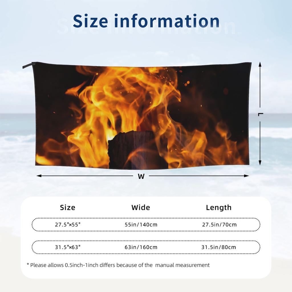 Burning Fire With Sparks Beach Towel Soft Microfiber Quick Dry Absorbent Quick Towels For Bath