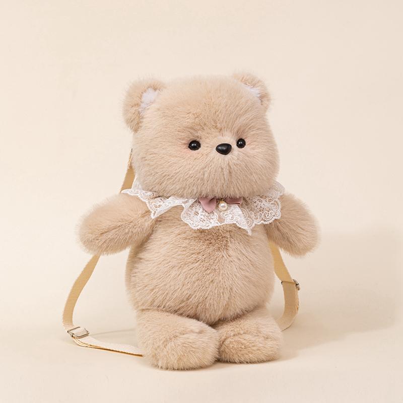 Cute And Charming Creative Animal Cat Plush Backpack Bear Elephant Sheep Doll Bow Gentle Plush Shoulder Pouch Birth Date Present