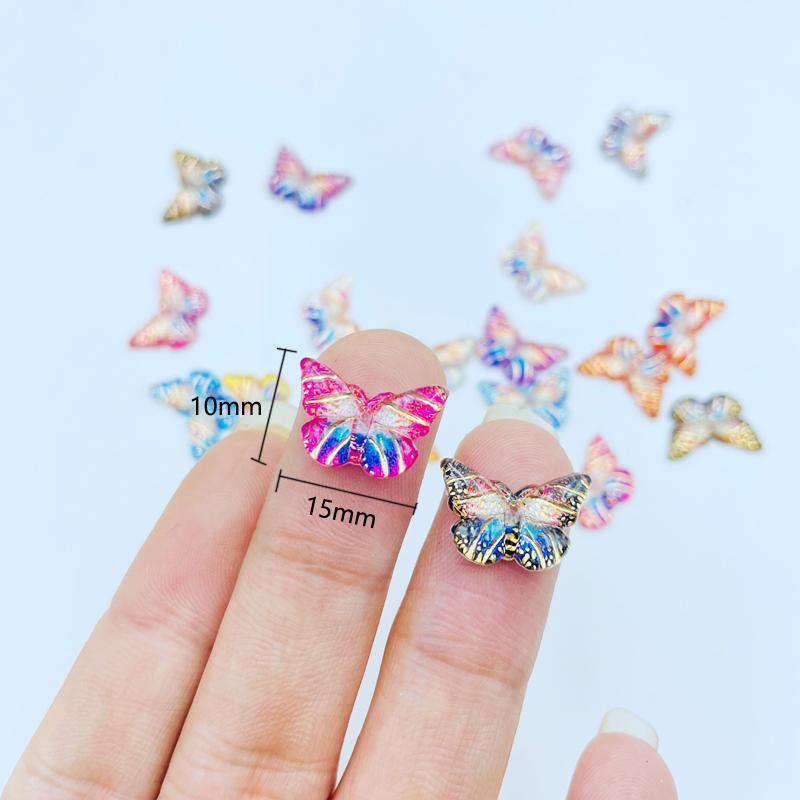 40 Pcs Resin Cute Cartoon Mini Colorful Beautiful Butterfly Flat Back Rhinestone Appliques Diy Wedding Scrapbook Craft A114