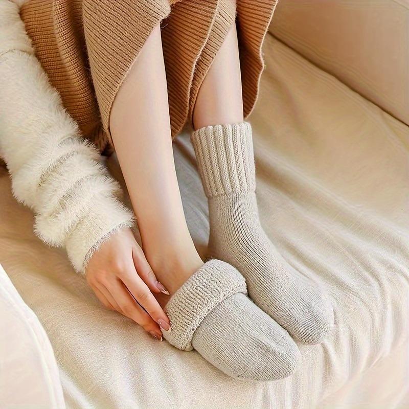high quality10pcs Winter Solid Thickened Women's Socks, Comfortable Warm High-Top Bubble Socks, Women's Plush Casual Snow Socks, Women's Winter