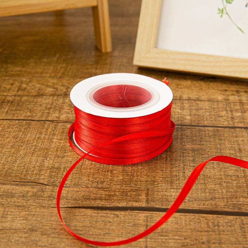 3Mm Thin Ribbon Balloon 1Roll Colorful Rope Ribbon Double-Sided Ribbon Party Card Gift Decoration Diy Packaging Hair Accessories