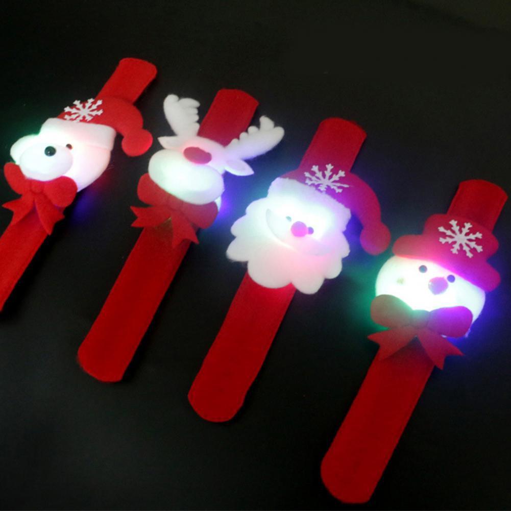 Glowing Christmas Bracelets Circle Wrist Bands Light Up Wristbands for Xmas Party Decoration Elk Wrist Band