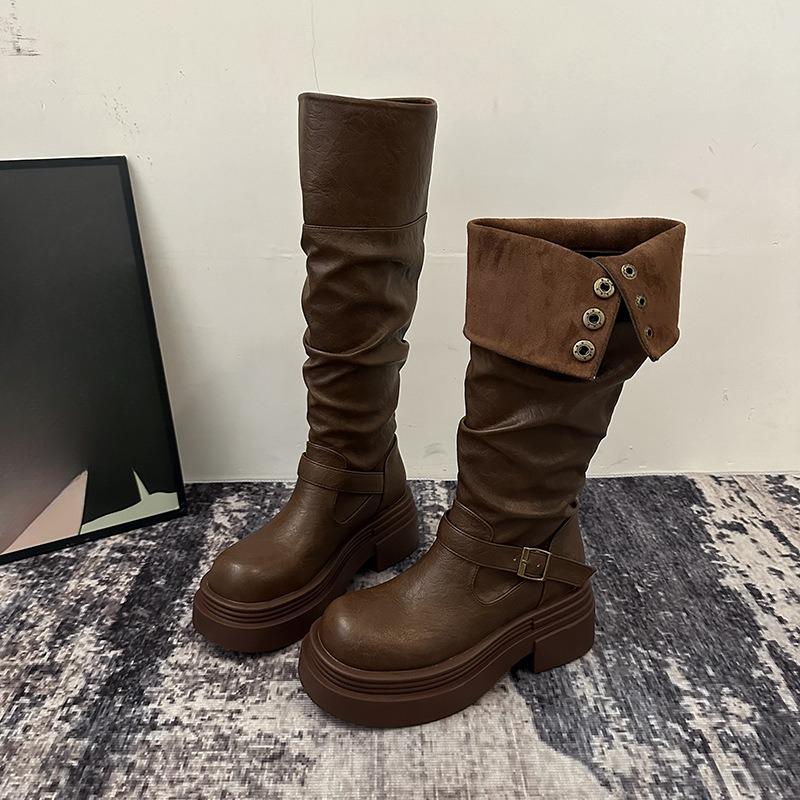 

Women s New Autumn-winter Long Boots, Chunky Leg Boots, Thick-soled High-topped Shoes 40 коричневий