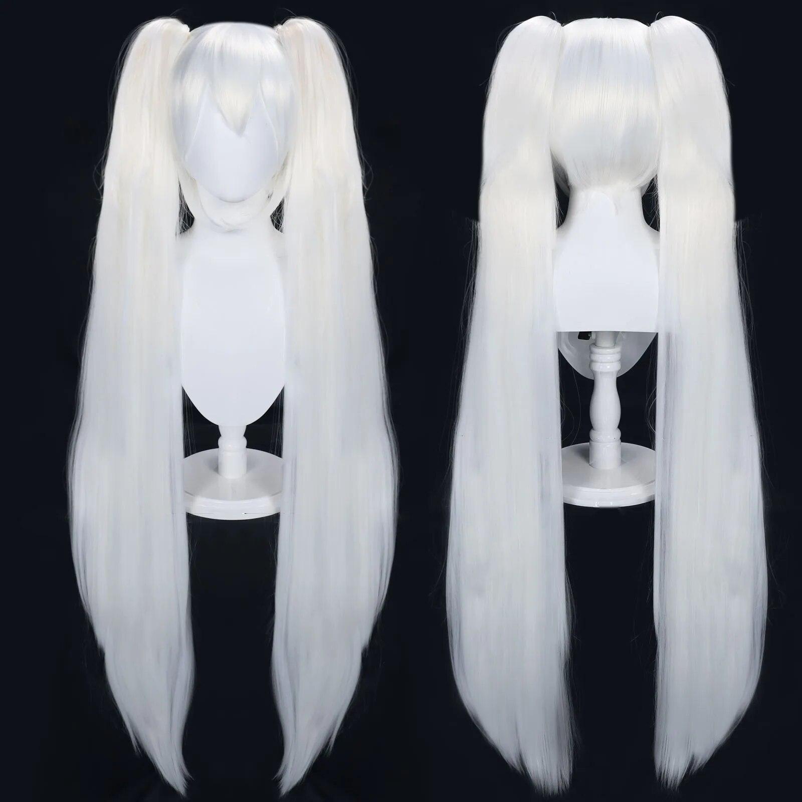 

AN Game Yandere Simulator Osana Najimi, длинные синтетические заколки для волос, 2 хвостика, Лолита Хацунэ Мику, парик для косплея на Хэллоуин 42inches белый