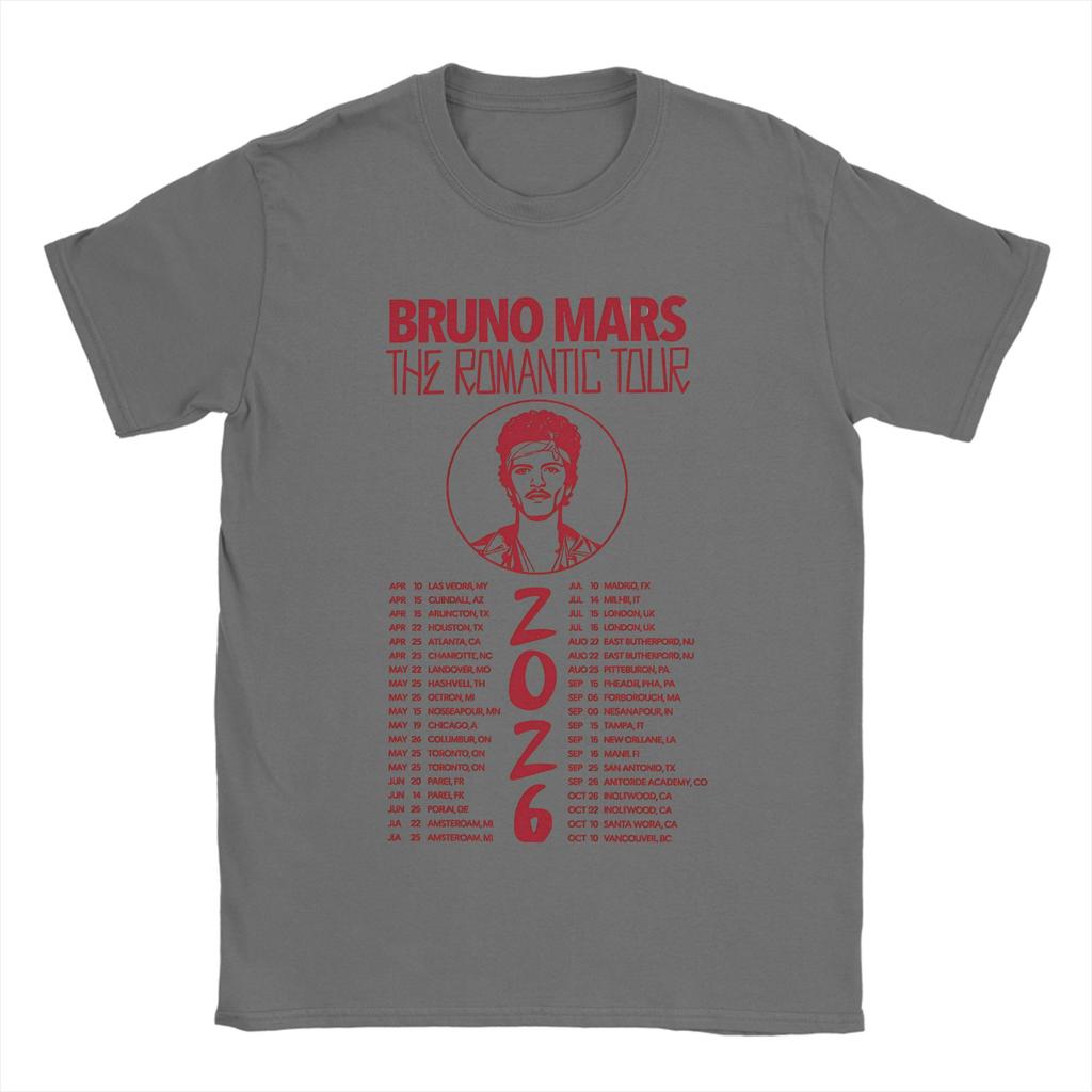 Bruno Mars The Romantic Tour 2026 Men T Shirt  Novelty Tee Shirt Short Sleeve Round Neck TShirts Cotton Gift Idea Clothing