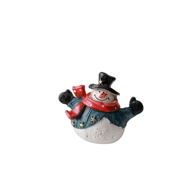 Christmas Resin Figurine Snowman Santa Statue Ornament for  Living Space Table Decoration Resin Craft Present