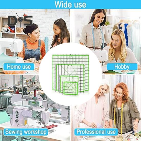 4Pcs Acrylic Quilting Ruler 4.5/6/9.5/12.5-Inch Square Fabric Cutting Patchwork Ruler with Clear Mark DIY Sewing Craft Projects Template