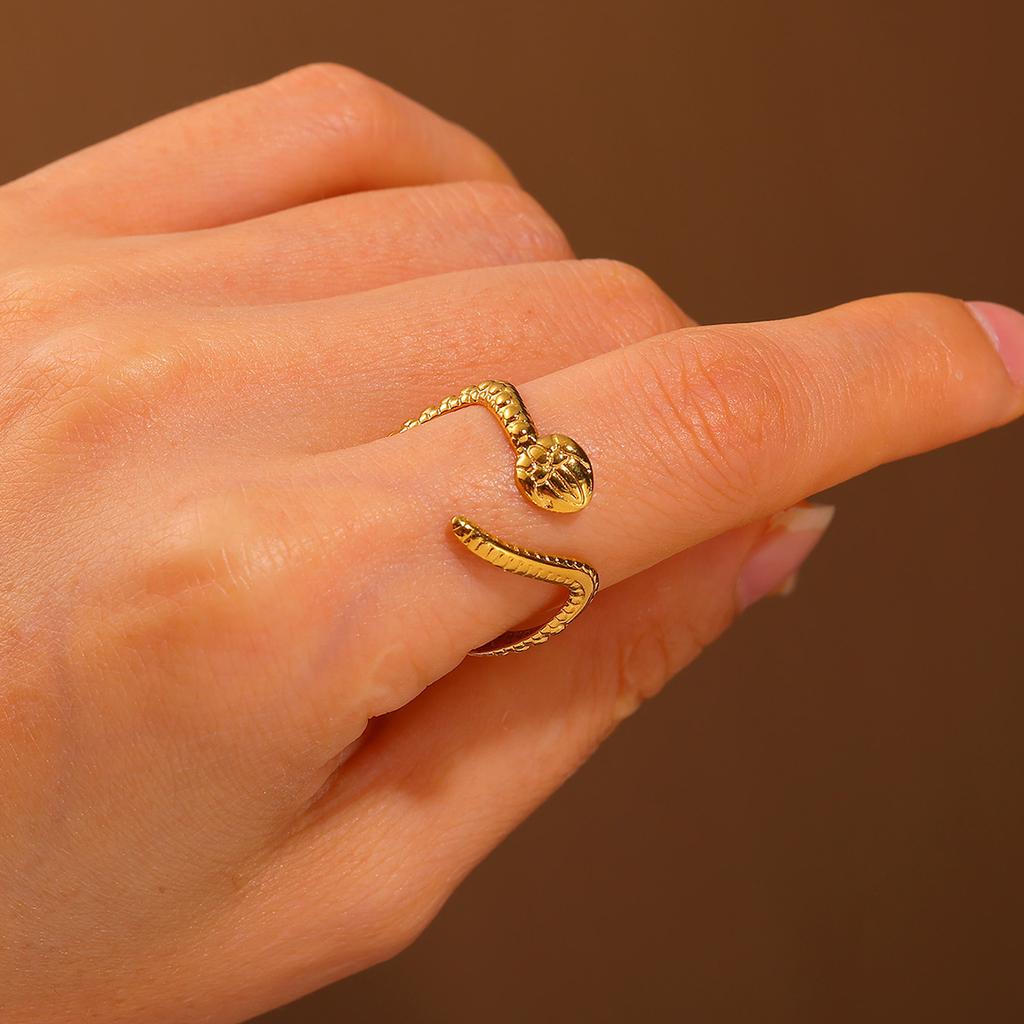 Punk Snake Rings For Women Unisex Gold Color Irregular Coiled Curved Snakes Ring Stainless Steel Waterproof Jewelry Party Gifts
