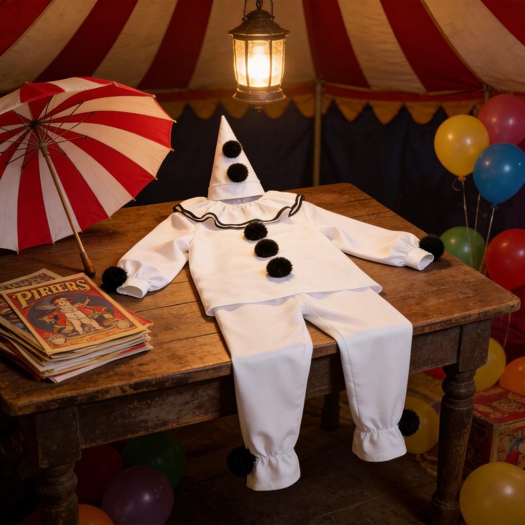 Pierrot Clown Costume For Themed Parties And Cosplay Events With Comfortable Polyester Material