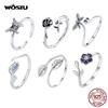 WOSTU New 925 Sterling Silver Butterfly Dragonfly Rose Frog Ring Simple Open Finger Ring For Women Silver Fine Jewelry CQR728