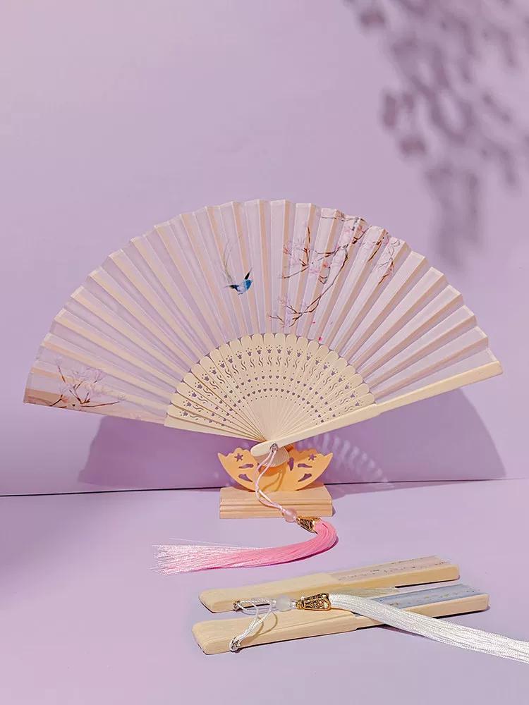 Traditional Folding Fan for Summer, Portable Folding Fan for Hanfu Dance, Qipao Show, New Chinese Style, Portable Gift Bamboo Fan
