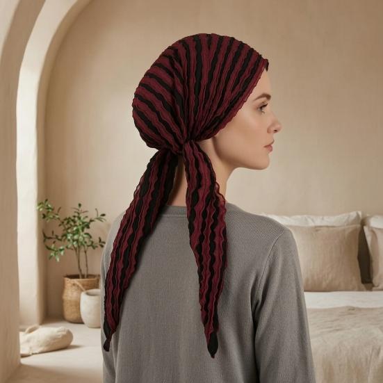 Solid Color Ruffle Slouchy Hat Soft Women Elastic Hair Bonnet Night Sleeping Cap Braids Long Curly Hair Wrap Skull Cap