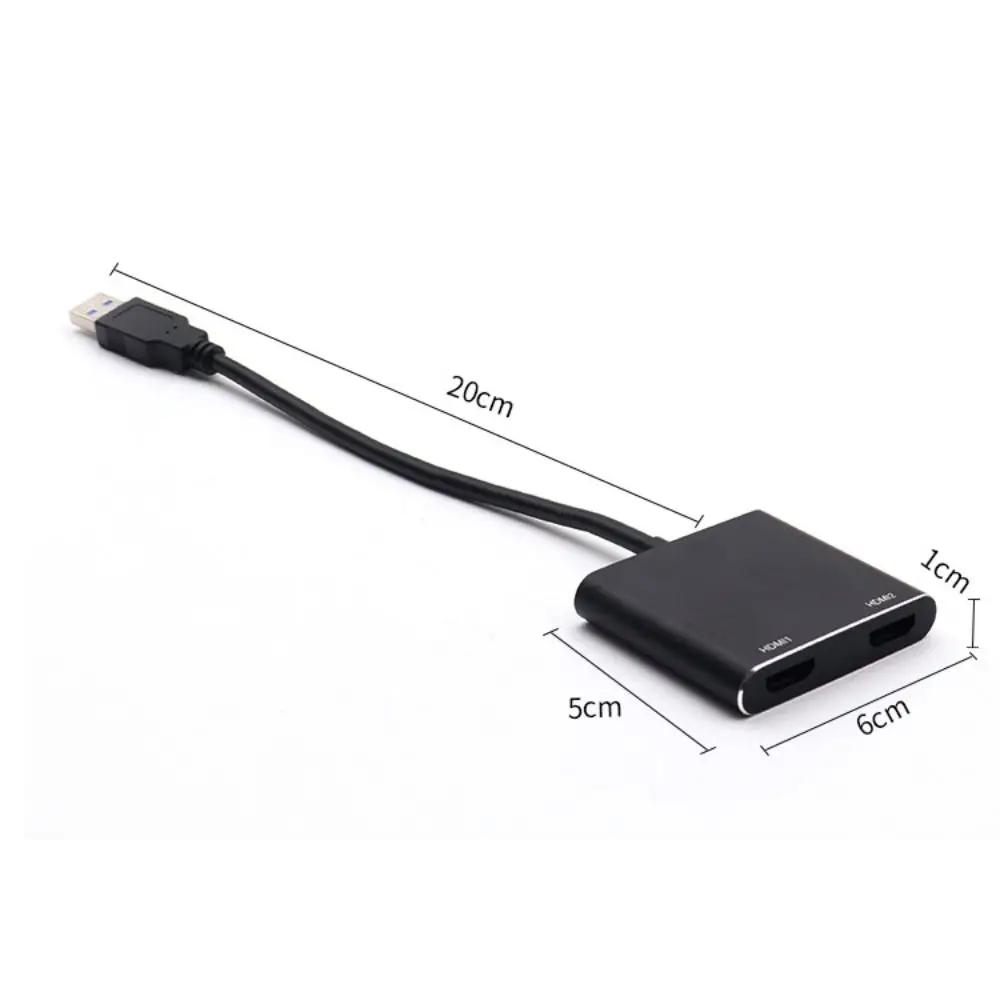 USB 3.0 To HDMI USB To Dual HDMI Converter One To Two 1080P USB To HDMI Adapter Aluminum Alloy Extended Converter
