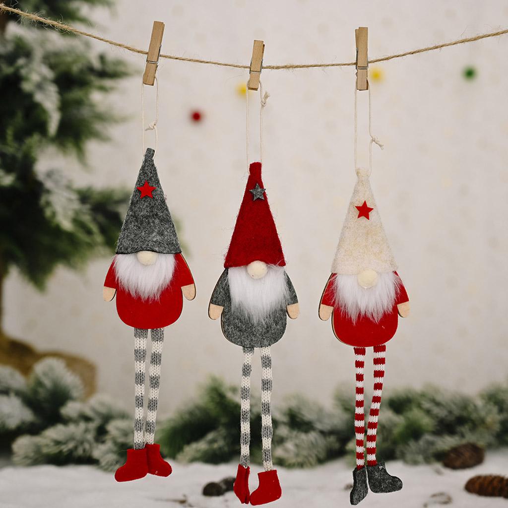 Christmas Gnome Pendant 6pcs Long Leg for Doll Xmas Festival Baby Shower Decorat