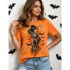 Fashion Women Retro Creative Skeleton Bat Print T Shirt Funny Casual O-neck Short Sleeves T-shirt Summer Female Tee Shirt