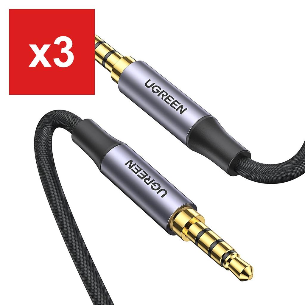 UGREEN 3.5mm 4-Pole TRRS AUX Audio Cable (1m), Male-to-Male, Braided Nylon